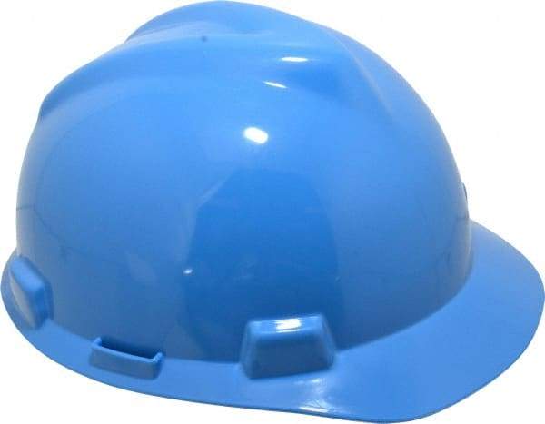 MSA - ANSI Type I, Class E Rated, 8-Point, Pin Lock Adjustment Hard Hat - Size 6-1/2 to 8, Blue, Standard Brim - Americas Industrial Supply