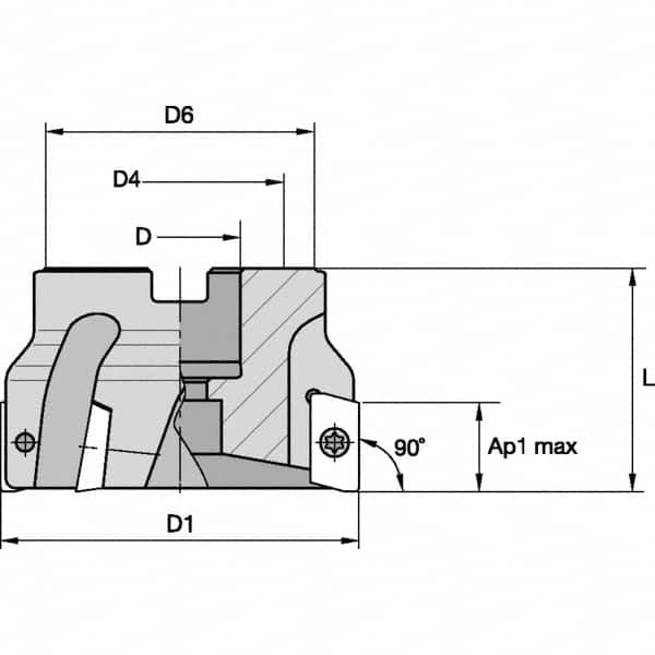 Kennametal - 4 Inserts, 40mm Cut Diam, Indexable Square-Shoulder Face Mill - 0° Lead Angle, 40mm High - Americas Industrial Supply