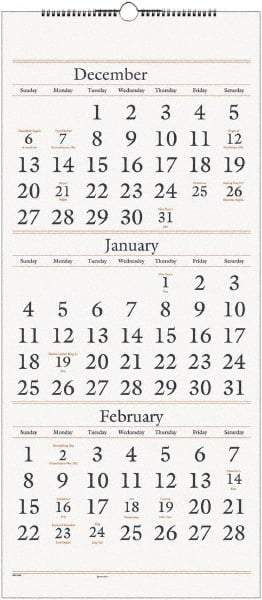 AT-A-GLANCE - 7 Sheet, 12 x 27", Wall Calendar - White - Americas Industrial Supply