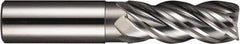 SGS - 1/2", 4 Flute, Single End, Solid Carbide, 0.09" Corner Radius End Mill - 3-1/4" OAL, Right Hand Flute, 1-1/4" LOC, Right Hand Cut - Americas Industrial Supply