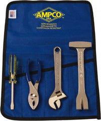 Ampco - 4 Piece Nonsparking Tool Set - Comes in Roll Up Pouch - Americas Industrial Supply