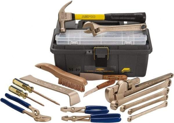 Ampco - 16 Piece Nonsparking Tool Set - Comes in Tool Box - Americas Industrial Supply