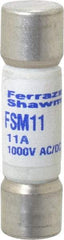 Ferraz Shawmut - 1,000 VAC/VDC, 11 Amp, Fast-Acting Multimeter Fuse - 38mm OAL, 20 at AC/DC kA Rating, 10.3mm Diam - Americas Industrial Supply