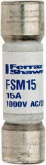 Ferraz Shawmut - 1,000 VAC/VDC, 15 Amp, Fast-Acting Multimeter Fuse - 38mm OAL, 20 at AC/DC kA Rating, 10.3mm Diam - Americas Industrial Supply