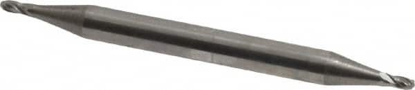 Ball End Mill: 0.0469″ Dia, 0.0938″ LOC, 4 Flute, Solid Carbide 1-1/2″ OAL, 1/8″ Shank Dia, 30 ° Helix, Uncoated, Double End, Series 424BN
