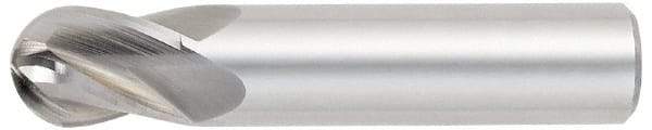 OSG - 5/8" Diam, 3/4" LOC, 4 Flute Solid Carbide Ball End Mill - Uncoated, Single End, 3" OAL, 5/8" Shank Diam, Spiral Flute - Americas Industrial Supply