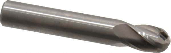 OSG - 5/16" Diam, 1/2" LOC, 4 Flute Solid Carbide Ball End Mill - Uncoated, Single End, 2" OAL, 5/16" Shank Diam, Spiral Flute - Americas Industrial Supply