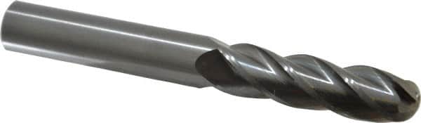 OSG - 5/8" Diam, 2-1/4" LOC, 4 Flute Solid Carbide Ball End Mill - Uncoated, Single End, 5" OAL, 5/8" Shank Diam, Spiral Flute - Americas Industrial Supply
