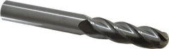OSG - 5/8" Diam, 2-1/4" LOC, 4 Flute Solid Carbide Ball End Mill - Uncoated, Single End, 5" OAL, 5/8" Shank Diam, Spiral Flute - Americas Industrial Supply