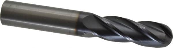 OSG - 3/4" Diam, 2-1/4" LOC, 4 Flute Solid Carbide Ball End Mill - TiAlN Finish, Single End, 5" OAL, 3/4" Shank Diam, Spiral Flute - Americas Industrial Supply