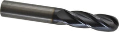 OSG - 3/4" Diam, 2-1/4" LOC, 4 Flute Solid Carbide Ball End Mill - TiAlN Finish, Single End, 5" OAL, 3/4" Shank Diam, Spiral Flute - Americas Industrial Supply
