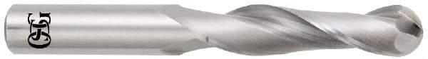 OSG - 5/8" Diam, 2-1/4" LOC, 2 Flute Solid Carbide Ball End Mill - Uncoated, Single End, 5" OAL, 5/8" Shank Diam, Spiral Flute - Americas Industrial Supply
