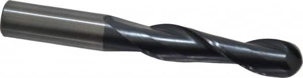 OSG - 1/2" Diam, 2" LOC, 2 Flute Solid Carbide Ball End Mill - TiAlN Finish, Single End, 4" OAL, 1/2" Shank Diam, Spiral Flute - Americas Industrial Supply