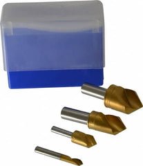 M.A. Ford - 4 Piece, 1/4 to 1" Head Diam, 82° Included Angle, Single End Countersink Set - Americas Industrial Supply