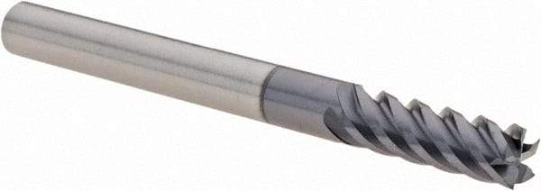 Value Collection - 3/16", 9/16" LOC, 3/16" Shank Diam, 2" OAL, 5 Flute, Solid Carbide Square End Mill - Single End, TiAlN Finish, Spiral Flute, 45° Helix, Right Hand Cut, Right Hand Flute - Americas Industrial Supply