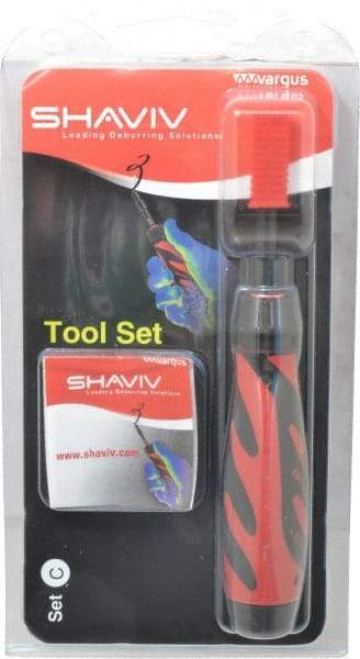 Shaviv - 4 Piece, High Speed Steel Blade, Back Hole Chamfer, Hand Deburring Tool Set - C Blade Holder, For Flat Surface, Hole Edge, Hole Inner Surface, Straight Edge - Americas Industrial Supply