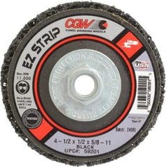Camel Grinding Wheels - 4-1/2" Coarse Grade Silicon Carbide Deburring Disc - 5/8-11 Threaded Center Hole, Arbor Connection, Black, 11,000 Max RPM - Americas Industrial Supply