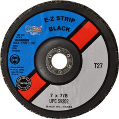 Camel Grinding Wheels - 7" Very Coarse Grade Silicon Carbide Deburring Disc - 7/8" Center Hole, Arbor Connection, Black, 7,000 Max RPM - Americas Industrial Supply
