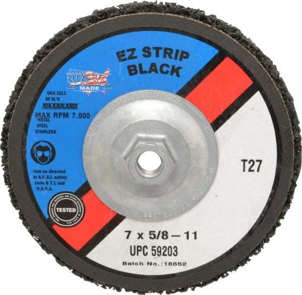 Camel Grinding Wheels - 7" Very Coarse Grade Silicon Carbide Deburring Disc - 5/8-11 Threaded Center Hole, Arbor Connection, Black, 7,000 Max RPM - Americas Industrial Supply