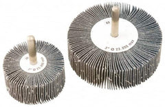 Camel Grinding Wheels - 3" Diam x 1" Face Width, Medium Zirconia Alumina Coated Mounted Flap Wheel - 1/4" Shank Mount, 60 Grit, Cloth Backing, 20,000 Max RPM - Americas Industrial Supply