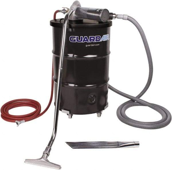 Guardair - 55 Gal Steel Tank, Air Powered Pneumatic Canister Wet/Dry Vacuum - 10 Peak hp, 20' Hose Fitting, Cartridge Filter, Accessories Included - Americas Industrial Supply