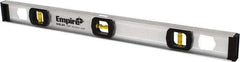 Empire Level - 24" Long 3 Vial I-Beam Level - Aluminum, Silver, 1 Level & 2 Plumb Vials - Americas Industrial Supply