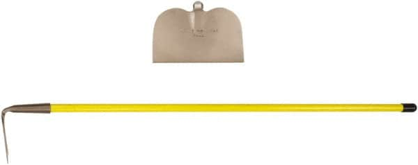 Ampco - 6-1/8" High x 11-1/2" Wide Square Aluminum Bronze Hoe - 55" Long Fiberglass Straight Handle, No Step - Americas Industrial Supply