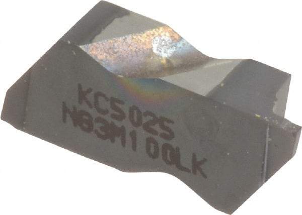 Kennametal - 3M100NG K Grade KC5025, 1mm Cutting Width Carbide Grooving Insert - 1.91mm Max Depth of Cut, Left Hand, 0.19mm Corner Radius, TiAlN Finish - Americas Industrial Supply