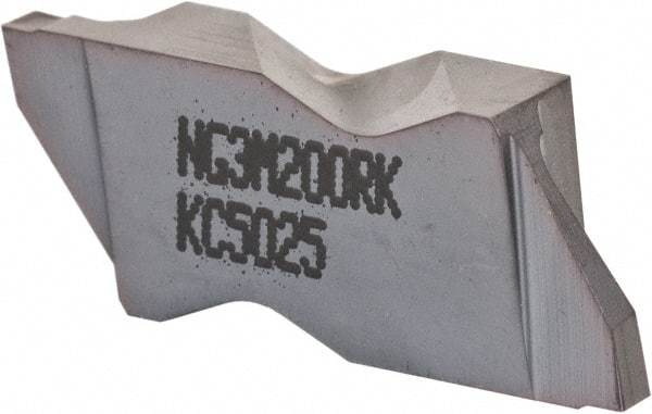 Kennametal - 3M200NG K Grade KC5025, 2mm Cutting Width Carbide Grooving Insert - 2.39mm Max Depth of Cut, Right Hand, 0.19mm Corner Radius, TiAlN Finish - Americas Industrial Supply