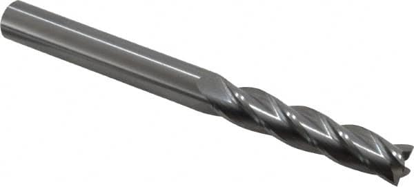 OSG - 3/8", 1-3/4" LOC, 3/8" Shank Diam, 4" OAL, 4 Flute, Solid Carbide Square End Mill - Single End, Uncoated, Spiral Flute, 30° Helix, Centercutting, Right Hand Cut, Right Hand Flute, Series 484 - Americas Industrial Supply