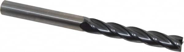 OSG - 1/2", 3" LOC, 1/2" Shank Diam, 6" OAL, 4 Flute, Solid Carbide Square End Mill - Single End, TiAlN Finish, Spiral Flute, 30° Helix, Centercutting, Right Hand Cut, Right Hand Flute, Series 484 - Americas Industrial Supply