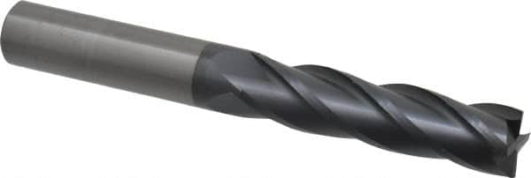 OSG - 3/4", 3" LOC, 3/4" Shank Diam, 6" OAL, 4 Flute, Solid Carbide Square End Mill - Single End, TiAlN Finish, Spiral Flute, 30° Helix, Centercutting, Right Hand Cut, Right Hand Flute, Series 484 - Americas Industrial Supply
