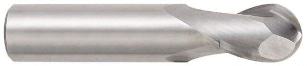OSG - 3/4" Diam, 1" LOC, 2 Flute Solid Carbide Ball End Mill - Uncoated, Single End, 3" OAL, 3/4" Shank Diam, Spiral Flute - Americas Industrial Supply