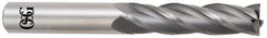 OSG - 1", 2-1/4" LOC, 1" Shank Diam, 5" OAL, 4 Flute, Solid Carbide Square End Mill - Single End, TiCN Finish, Spiral Flute, 30° Helix, Centercutting, Right Hand Cut, Right Hand Flute, Series 464 - Americas Industrial Supply
