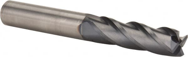 OSG - 5/8", 2-1/4" LOC, 5/8" Shank Diam, 5" OAL, 4 Flute, Solid Carbide Square End Mill - Single End, TiAlN Finish, Spiral Flute, 30° Helix, Centercutting, Right Hand Cut, Right Hand Flute, Series 464 - Americas Industrial Supply