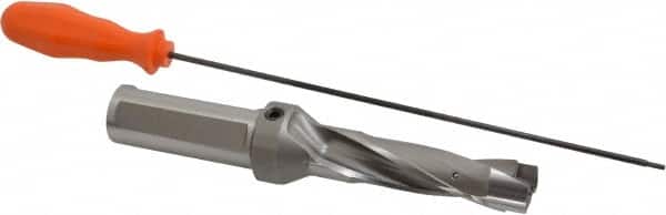 Kennametal - 26.59 to 27.09mm Diam, 3xD, 84.07mm Max Depth, 1-1/4" Shank Diam, 117.09mm Flute, 222.25mm OAL, Replaceable Tip Drill - KSEM1047 Insert, 6 Seat Size, Series KSEM - Americas Industrial Supply