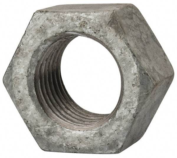 Value Collection - 2 - 4-1/2 UNC Steel Right Hand Hex Nut - 3" Across Flats, 1-23/32" High, Hot Dipped Galvanized Finish - Americas Industrial Supply