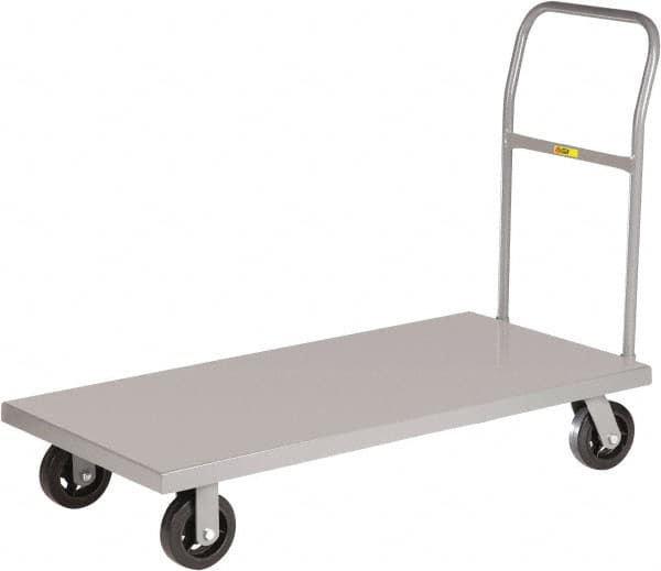Little Giant - 1,600 Lb Capacity Steel Platform Truck - Steel Deck, 18" OAW, 32" Platform Length x 9" Platform Height, Mold On Rubber Casters - Americas Industrial Supply
