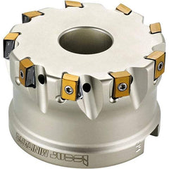Iscar - 4 Inserts, 1-1/2" Cut Diam, 3/4" Arbor Diam, 0.315" Max Depth of Cut, Indexable Square-Shoulder Face Mill - 0/90° Lead Angle, 1.57" High, T490 LN.T 0804 Insert Compatibility, Through Coolant, Series Helitang - Americas Industrial Supply