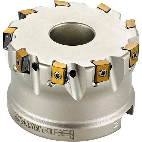 Iscar - 7 Inserts, 2" Cut Diam, 3/4" Arbor Diam, 0.315" Max Depth of Cut, Indexable Square-Shoulder Face Mill - 0/90° Lead Angle, 1.57" High, T490 LN.. 0804 Insert Compatibility, Through Coolant, Series Helitang - Americas Industrial Supply