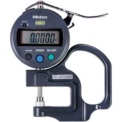 Mitutoyo - 0mm to 12mm Measurement, 0.001mm Resolution Electronic Thickness Gage - Accurate up to 0.0002", 1.5 N Measuring Force - Americas Industrial Supply