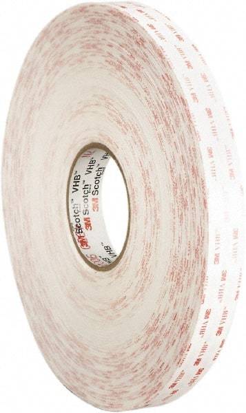 3M - 2" x 36 Yd Acrylic Adhesive Double Sided Tape - 45 mil Thick, White, Foam Liner - Americas Industrial Supply