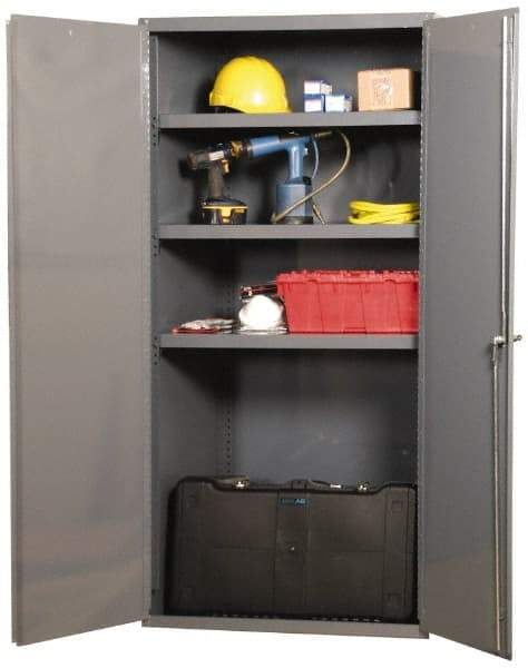 Durham - 3 Shelf Locking Storage Cabinet - Steel, 36" Wide x 18" Deep x 60" High, Beige - Americas Industrial Supply