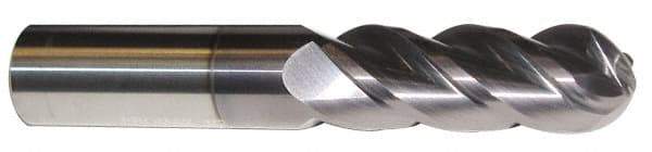 ProMax - 1" Diam, 1-3/4" LOC, 4 Flute Solid Carbide Ball End Mill - AlTiN Finish, Single End, 4" OAL, 1" Shank Diam, Spiral Flute - Americas Industrial Supply