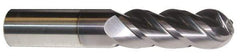 ProMax - 5/8" Diam, 7/8" LOC, 4 Flute Solid Carbide Ball End Mill - AlTiN Finish, Single End, 3" OAL, 5/8" Shank Diam, Spiral Flute - Americas Industrial Supply