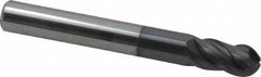 ProMax - 5/16" Diam, 1/2" LOC, 4 Flute Solid Carbide Ball End Mill - AlTiN Finish, Single End, 2-1/2" OAL, 5/16" Shank Diam, Spiral Flute - Americas Industrial Supply