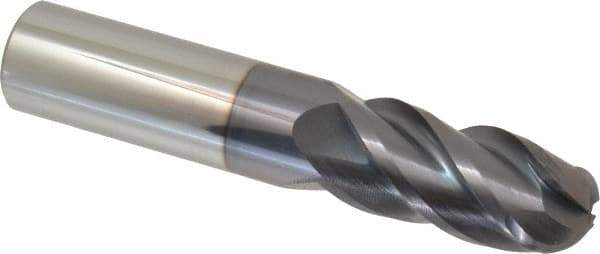 ProMax - 3/4" Diam, 1-5/8" LOC, 4 Flute Solid Carbide Ball End Mill - AlTiN Finish, Single End, 4" OAL, 3/4" Shank Diam, Spiral Flute - Americas Industrial Supply