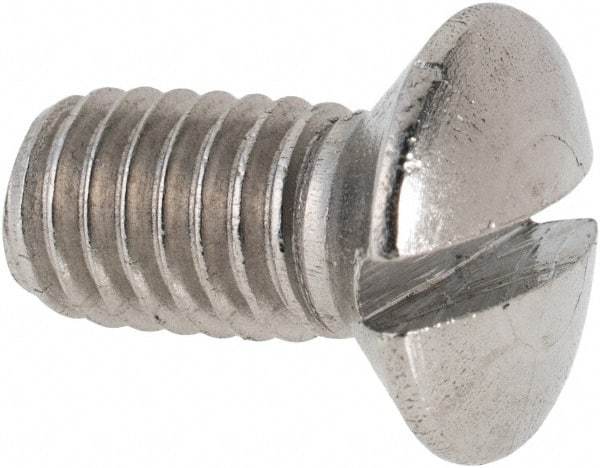 Value Collection - M6x1.00 Metric Coarse, 12mm OAL Slotted Drive Machine Screw - Oval Head, Grade 316 & A4 Stainless Steel, Uncoated, Without Washer - Americas Industrial Supply