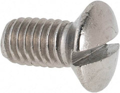 Value Collection - M6x1.00 Metric Coarse, 12mm OAL Slotted Drive Machine Screw - Oval Head, Grade 316 & A4 Stainless Steel, Uncoated, Without Washer - Americas Industrial Supply