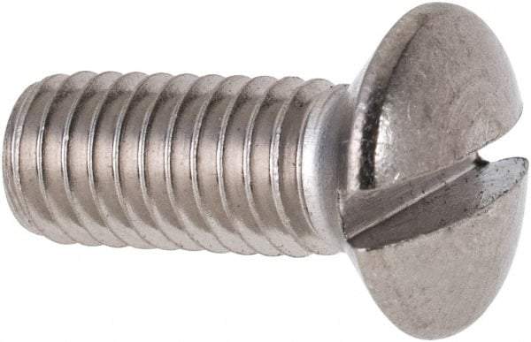 Value Collection - M6x1.00 Metric Coarse, 16mm OAL Slotted Drive Machine Screw - Oval Head, Grade 316 & A4 Stainless Steel, Uncoated, Without Washer - Americas Industrial Supply